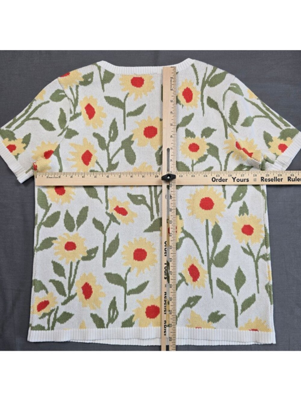 Coldwater Creek Small Sweater Floral Sunflower Cottage Core Short Sleeve Boho - Picture 4 of 4